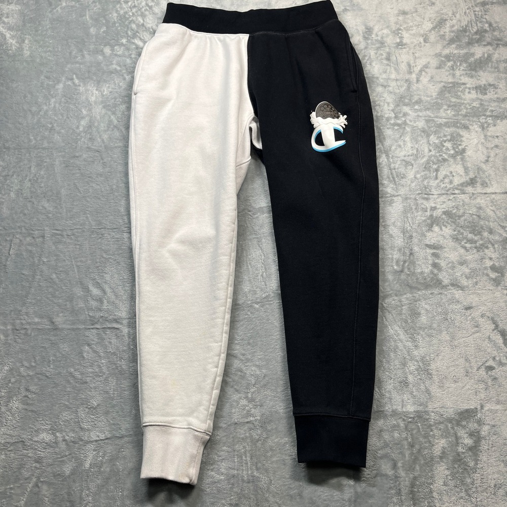 Champion‎ Oreo Reverse Weave Sweatpants Mens Black White Split Joggers Large